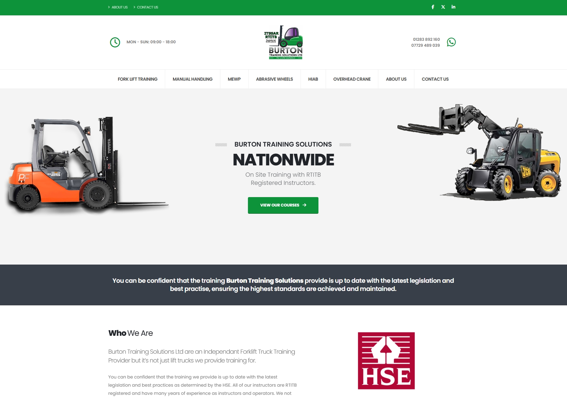 Burton Training Solutions website screenshot